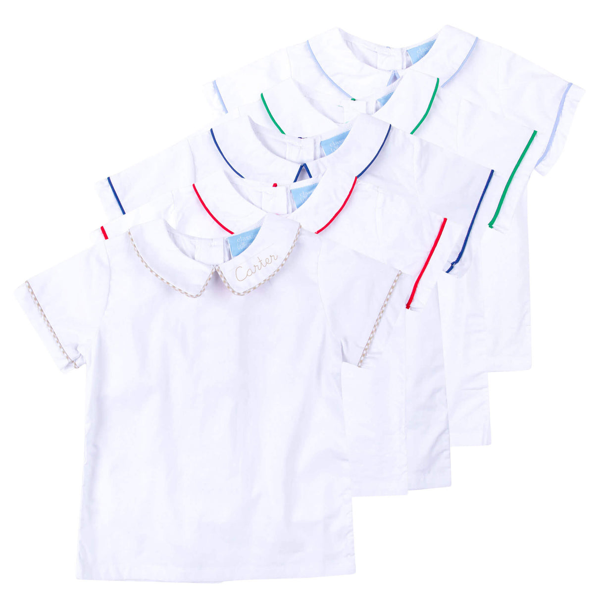 White Short Sleeve Undershirt With Royal Blue Trim