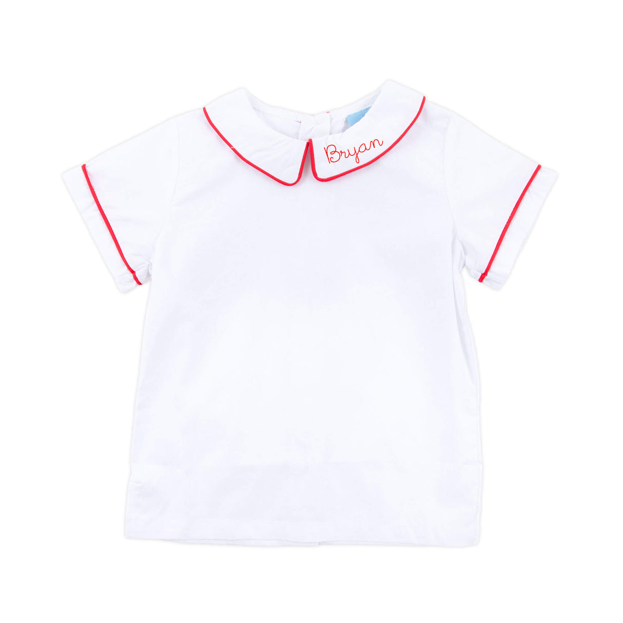 White Short Sleeve Undershirt With Red Trim