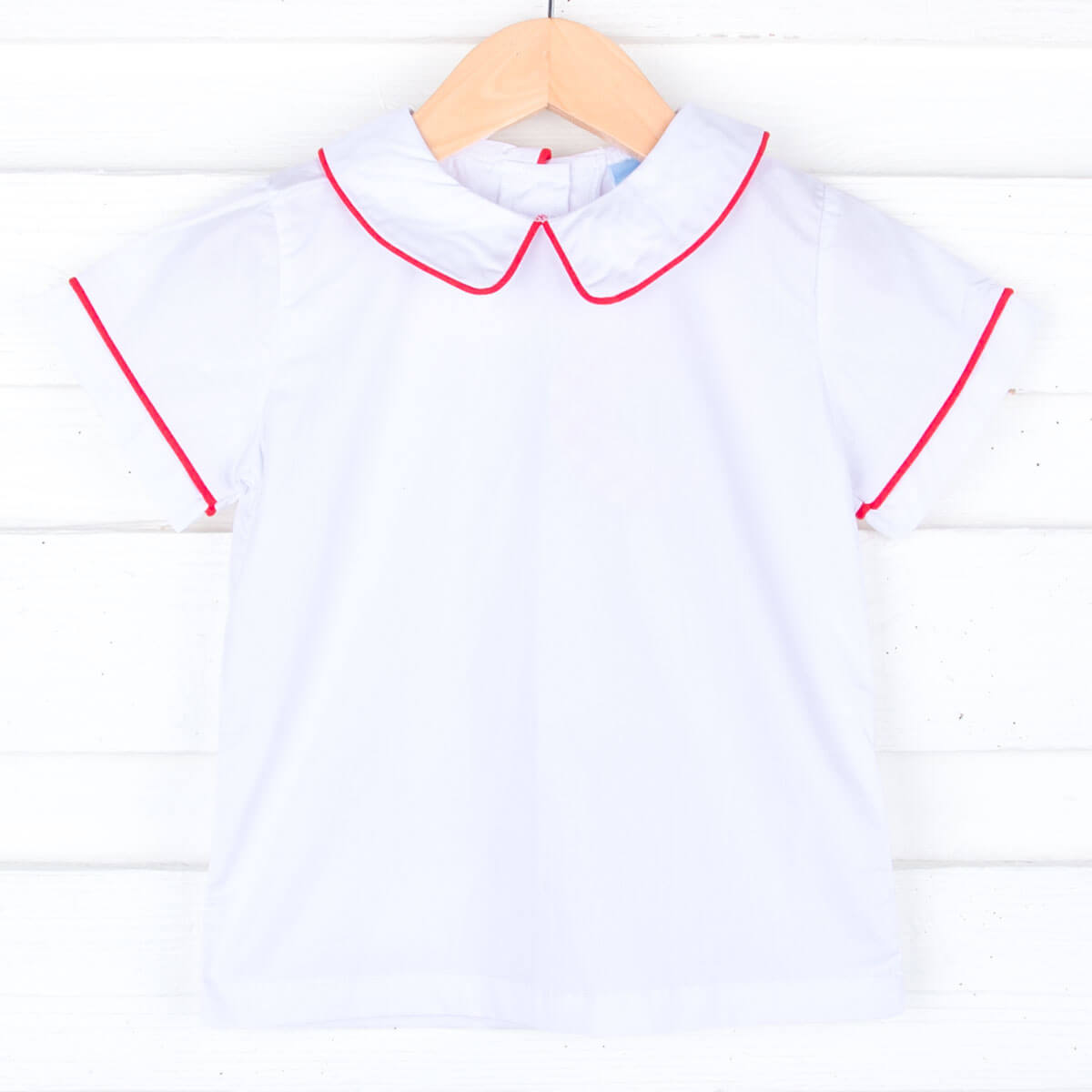 White Short Sleeve Undershirt With Red Trim
