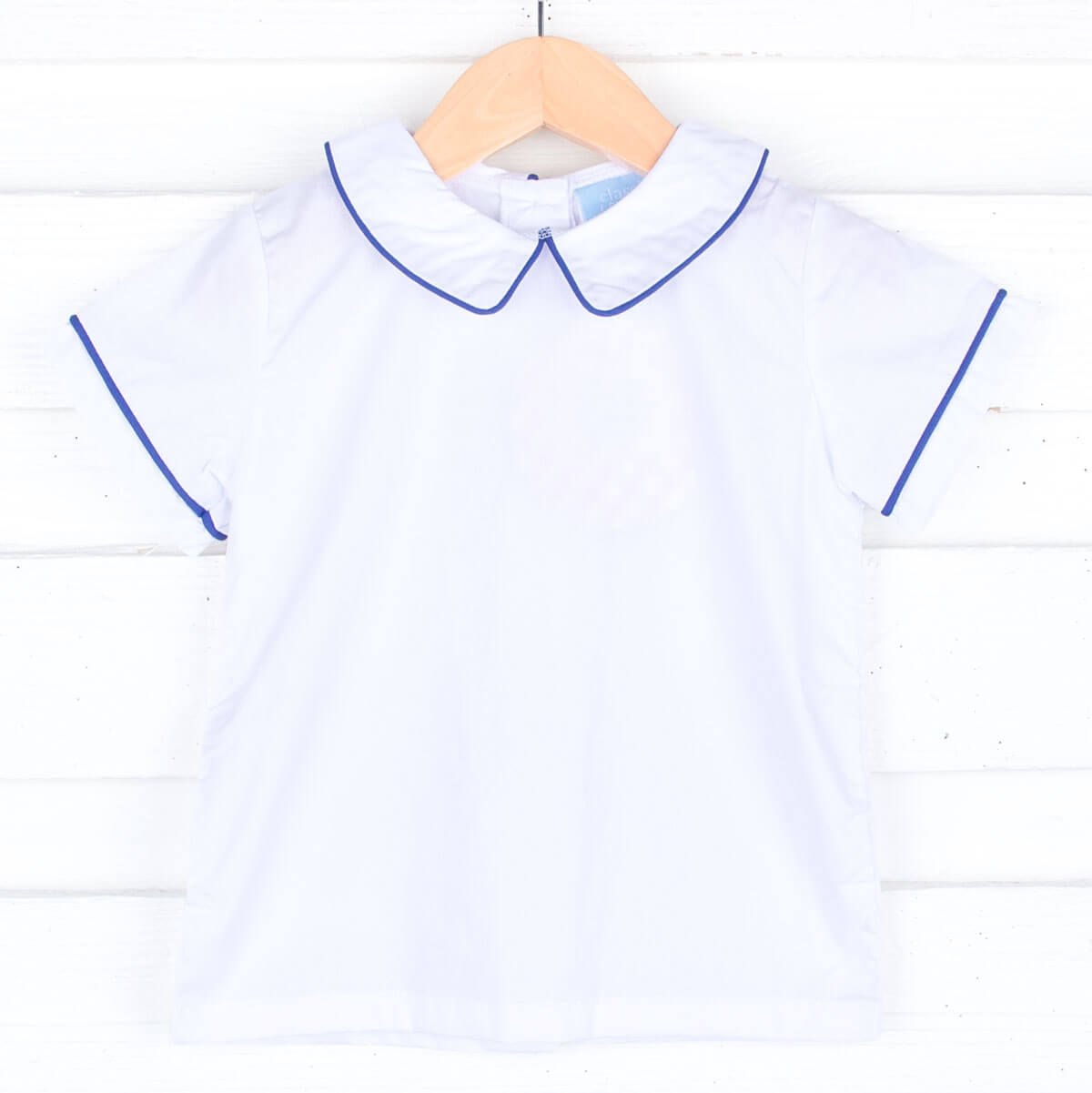 White Short Sleeve Undershirt With Royal Blue Trim