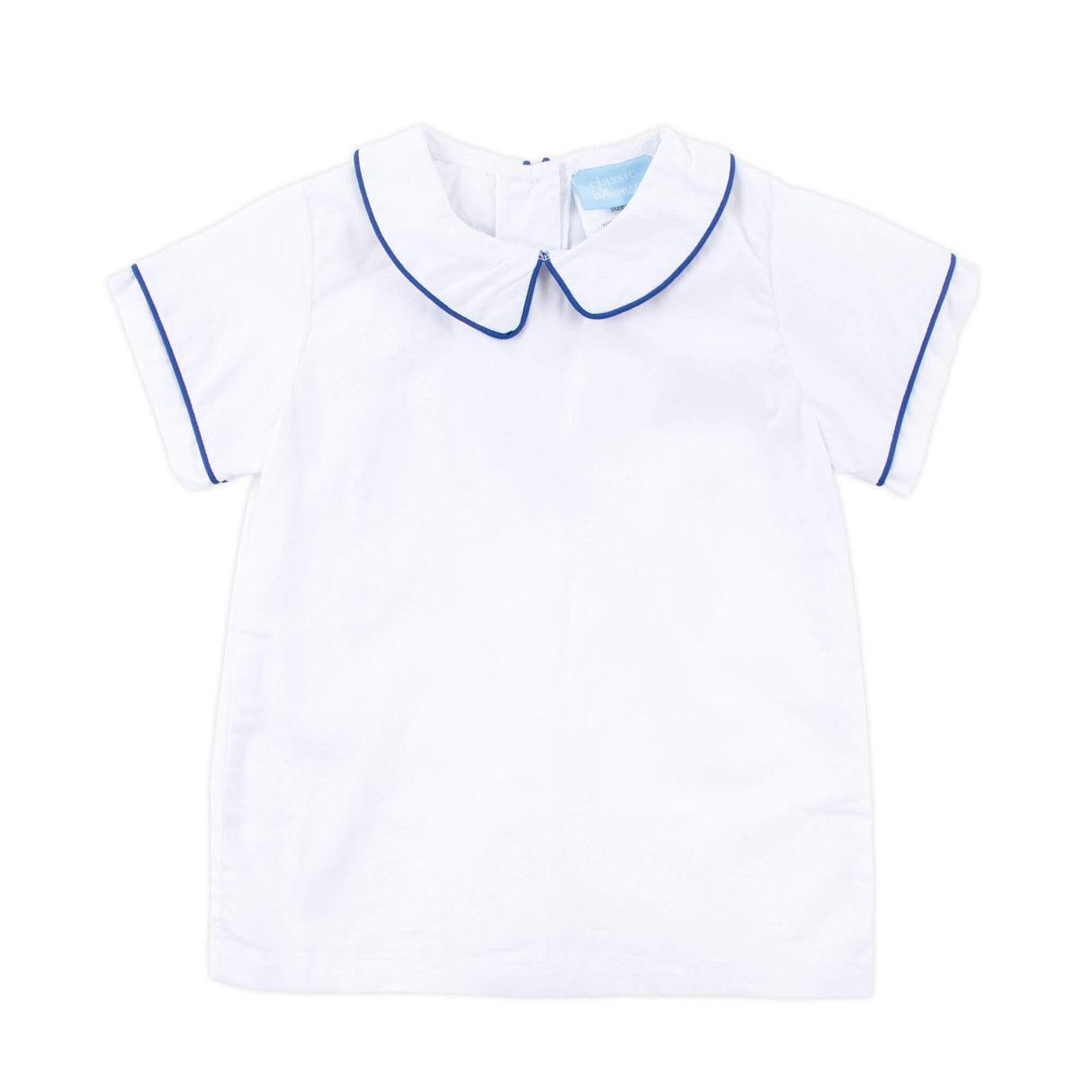 White Short Sleeve Undershirt With Royal Blue Trim