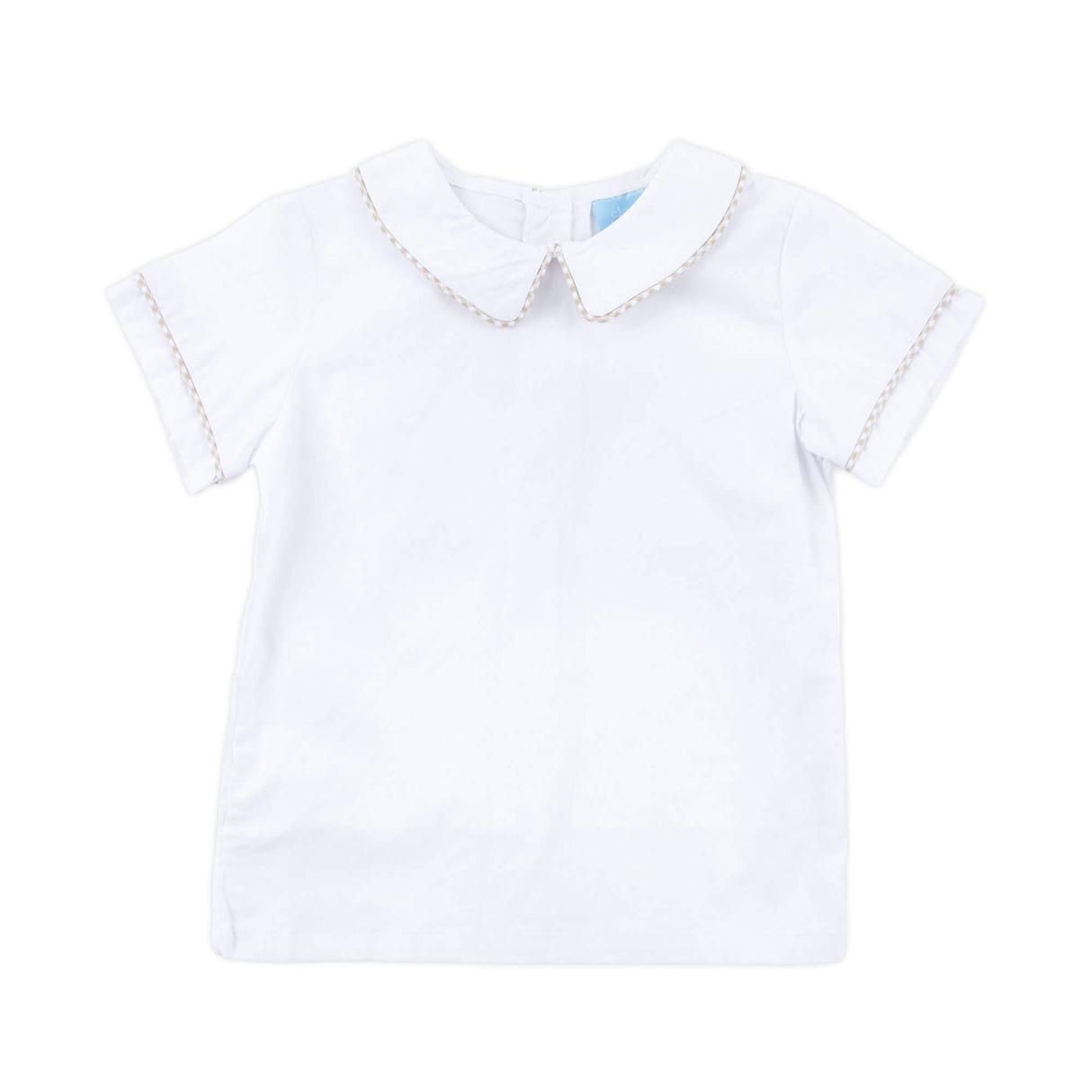 White Short Sleeve Undershirt With Tan Trim