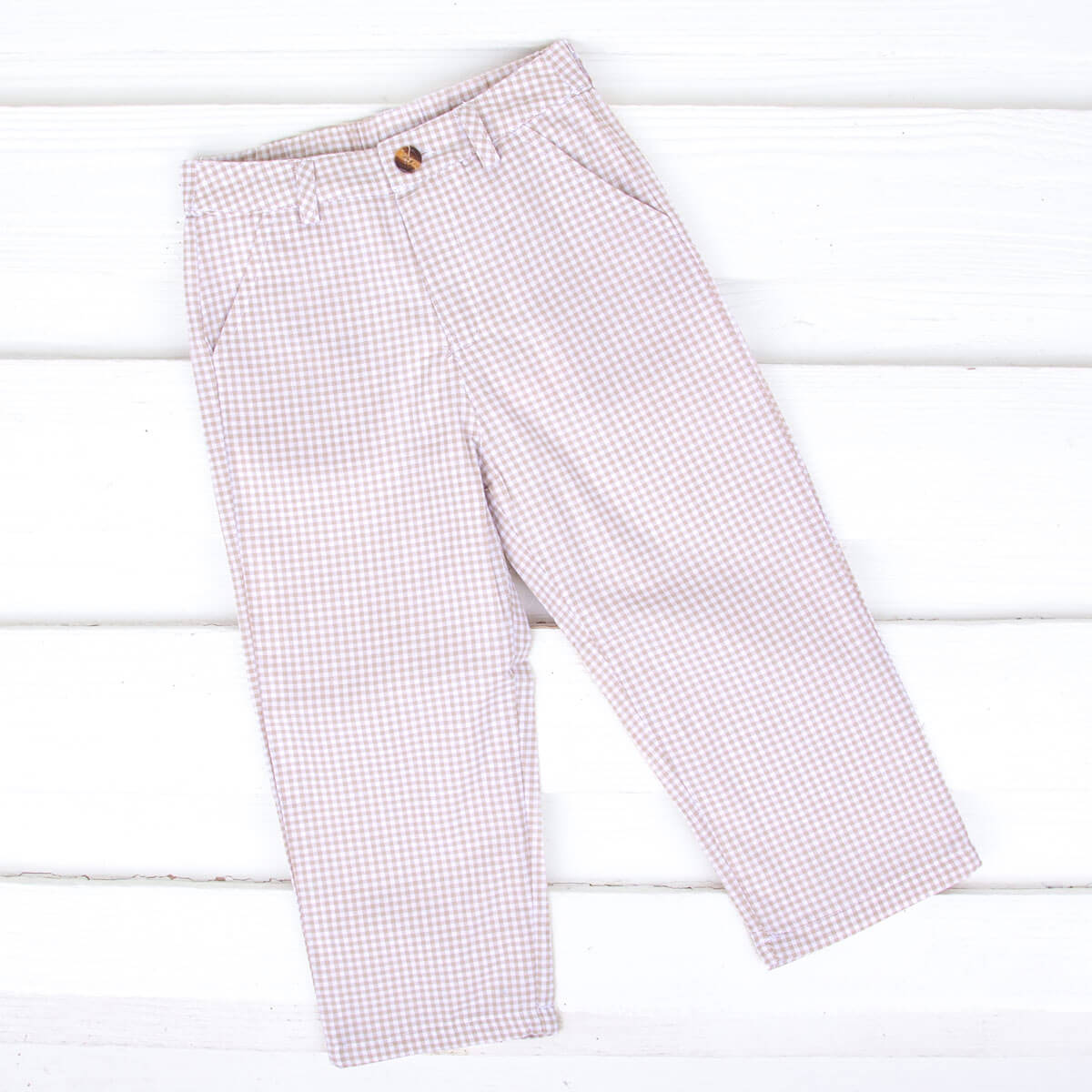 Tan Gingham Standard Pants