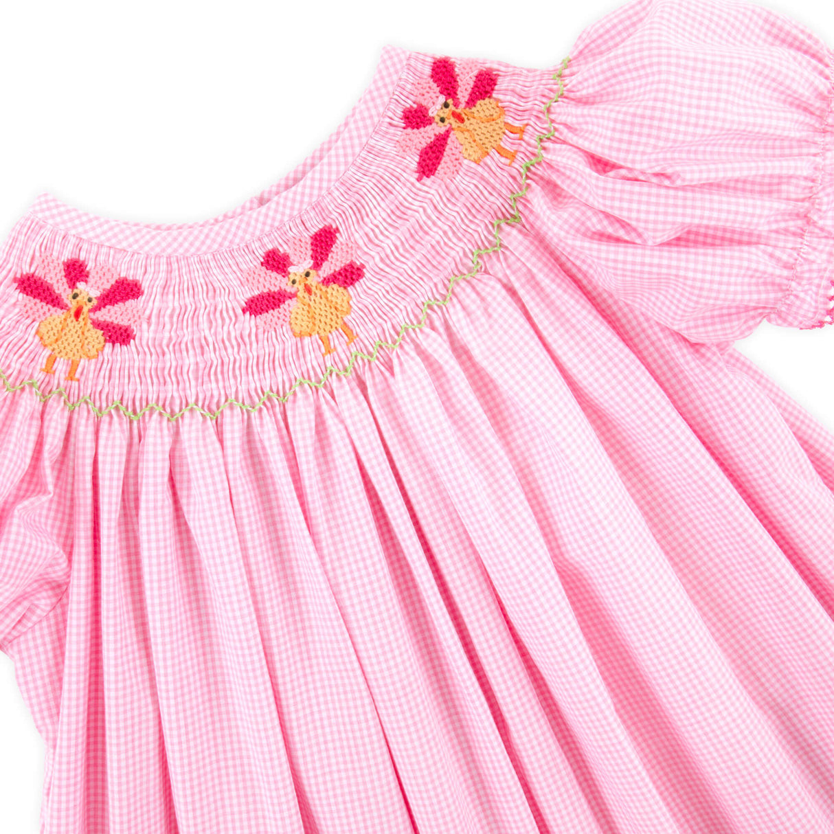 Pink Turkey Smocked Long Bubble