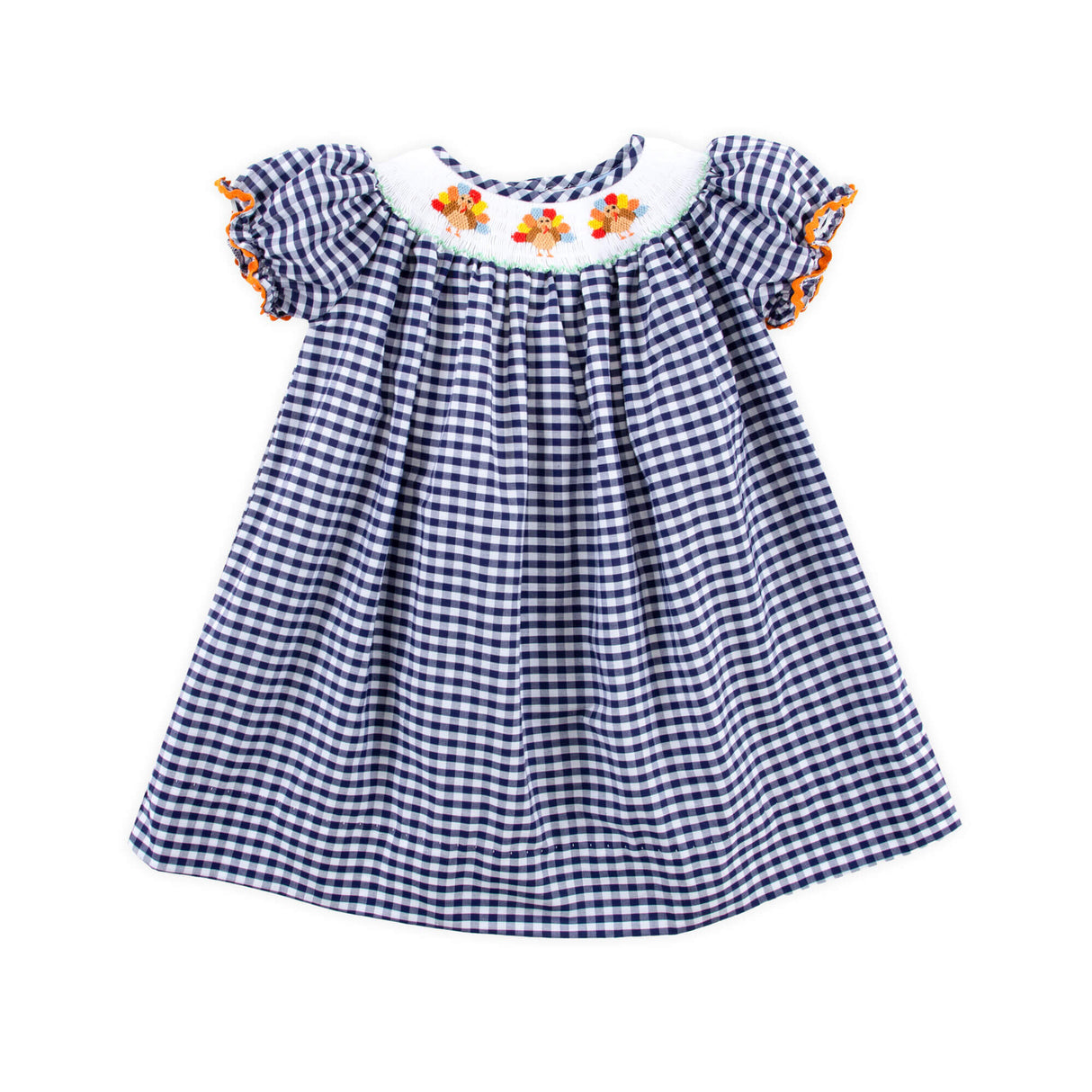 Sweet Turkey Navy Gingham Smocked Bishop Dress