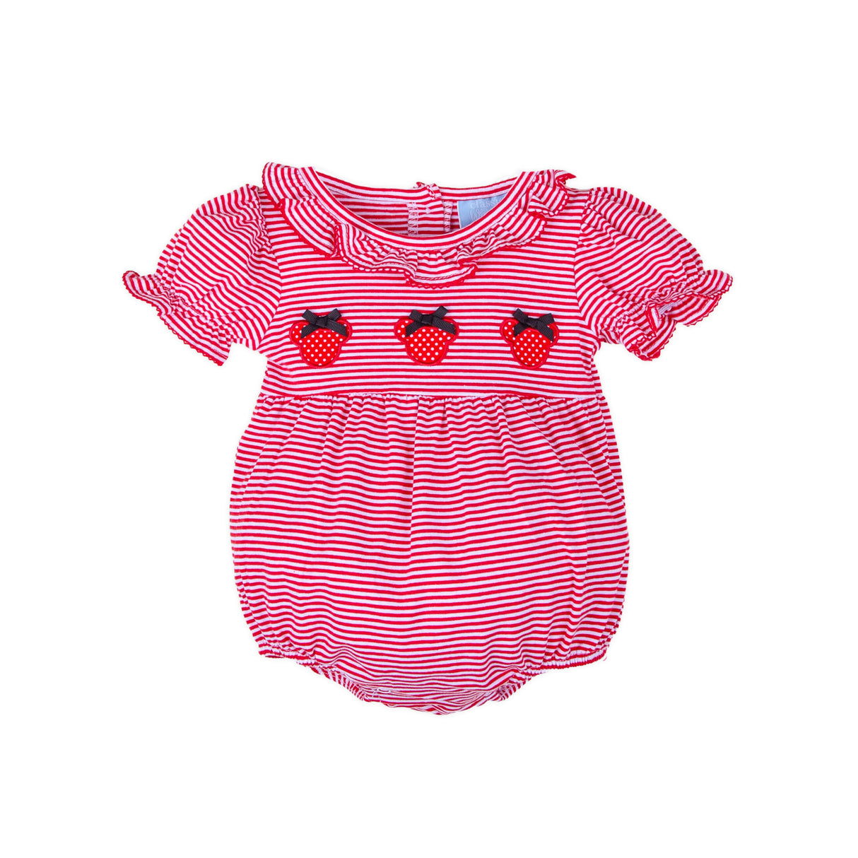 Mouse Ears Red Stripe Ruffle Collared Bubble