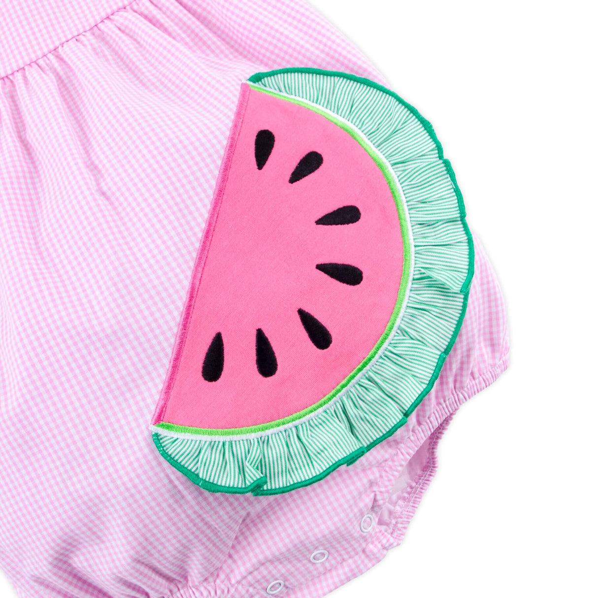 Sweet Watermelon Applique Pink Gingham Lulu Bubble