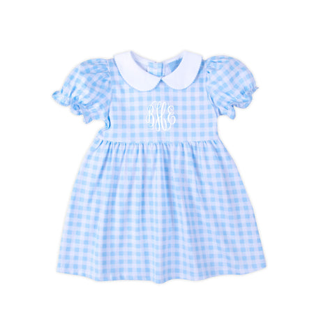 Riley Gingham Knit Dress Blue