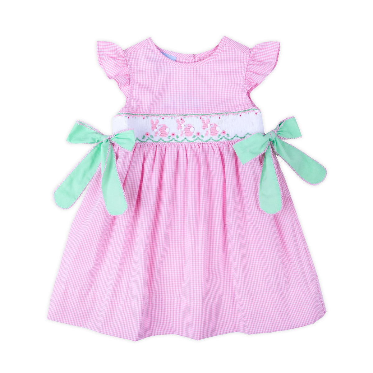 Easter Bunny Smocked Pink Gingham Beverly Dress by Classic Whimsy - Dresses Easter Bunny Smocked Pink Gingham Beverly Dress by Classic Whimsy - Dresses