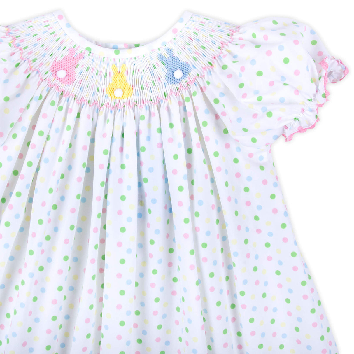 Bunny Smocked Colorful Polka Dot Bubble
