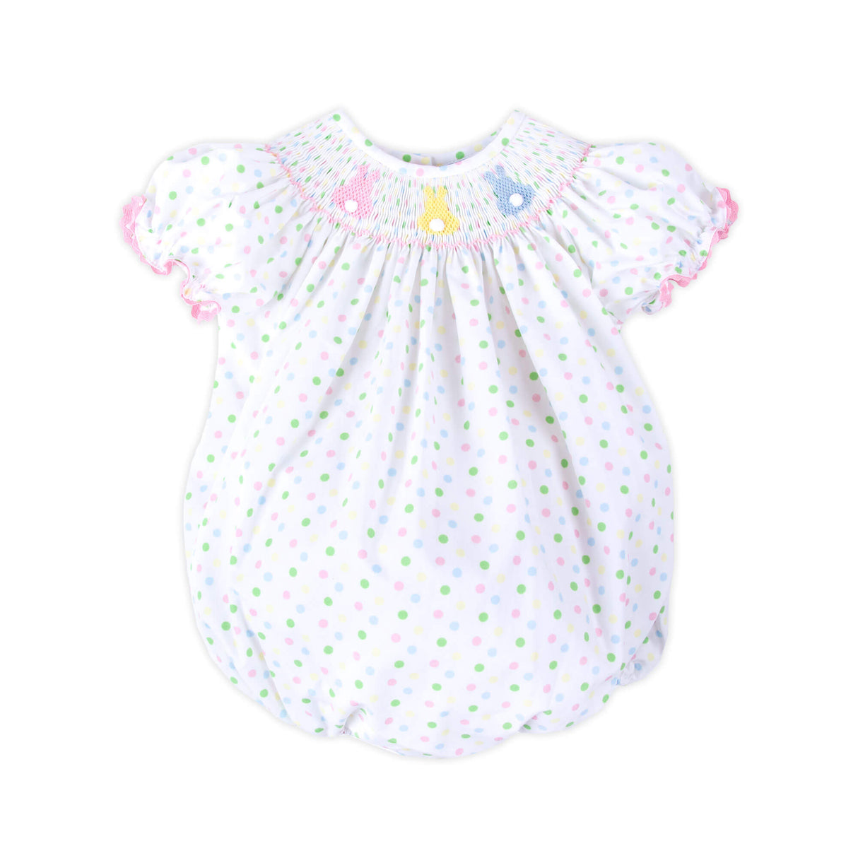 Bunny Smocked Colorful Polka Dot Bubble