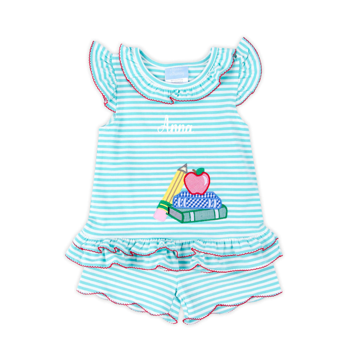 School Book Turquoise Stripe Adalyn Short Set