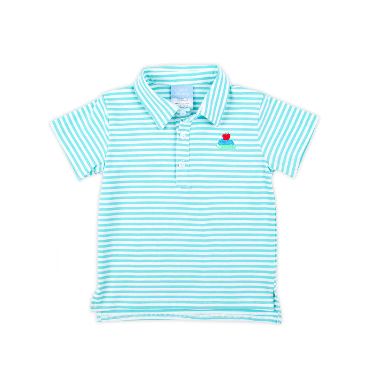 School Book Turquoise Stripe Polo