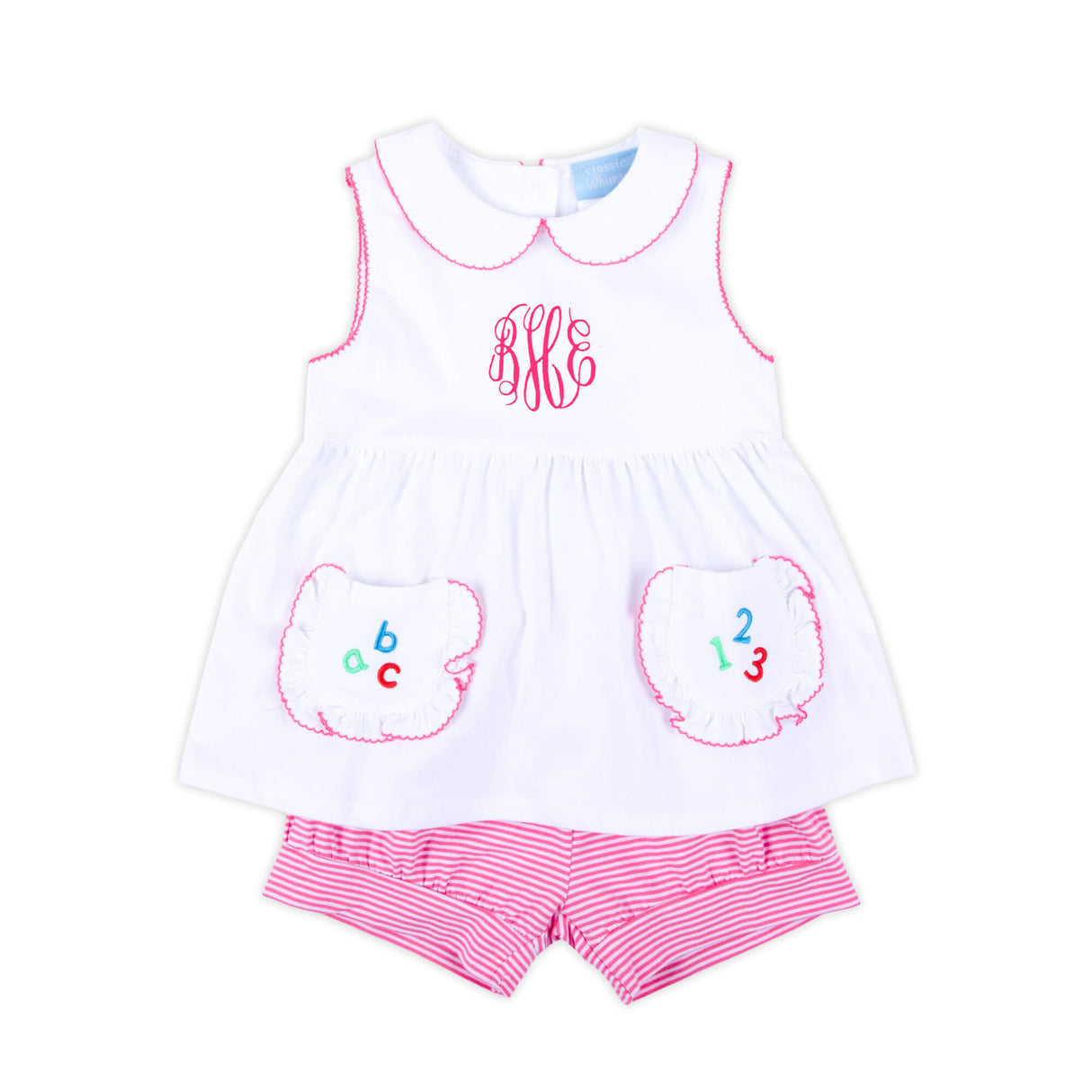 ABC & 123 Pink Stripe Caroline Short Set