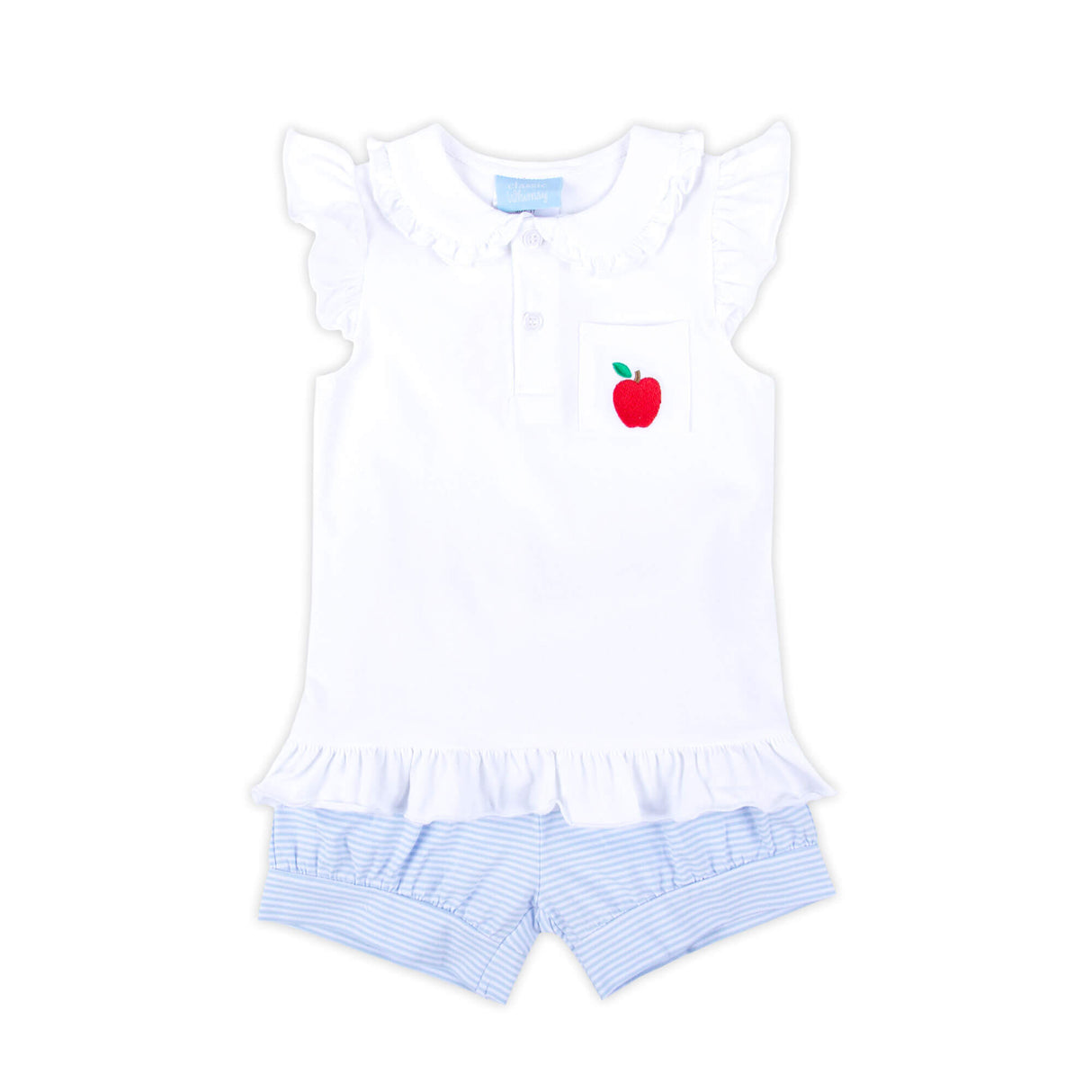 Darling Apple Light Blue Stripe Ruth Short Set