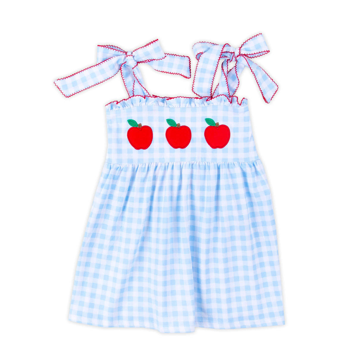Apple Trio Light Blue Gingham Aurora Dress