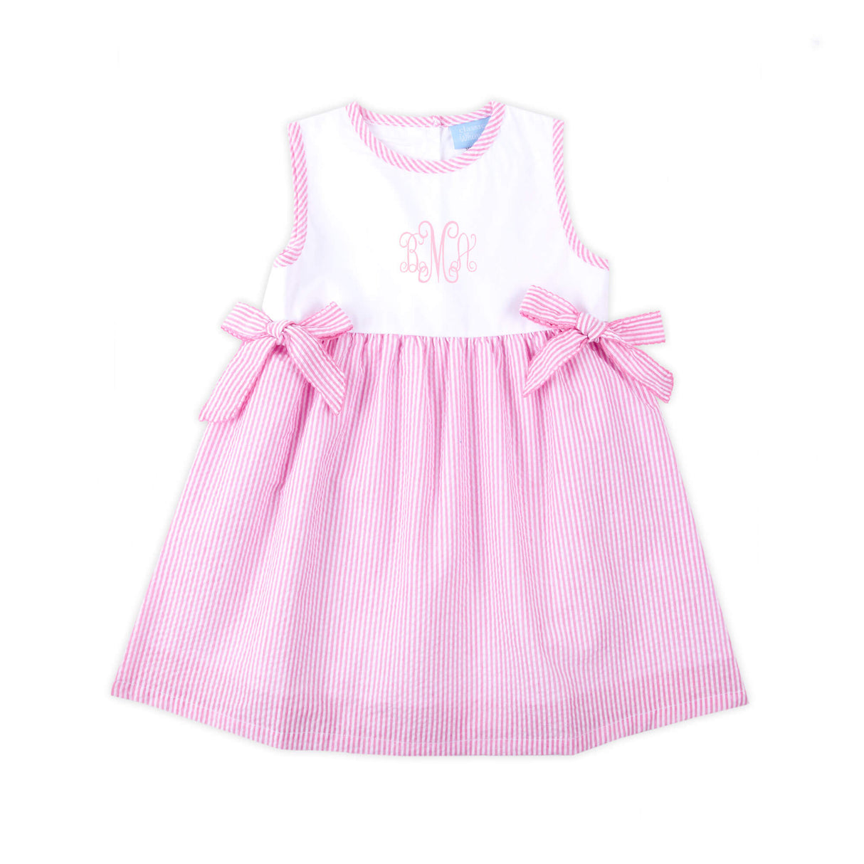 Pink Stripe Seersucker Side Tie Dress