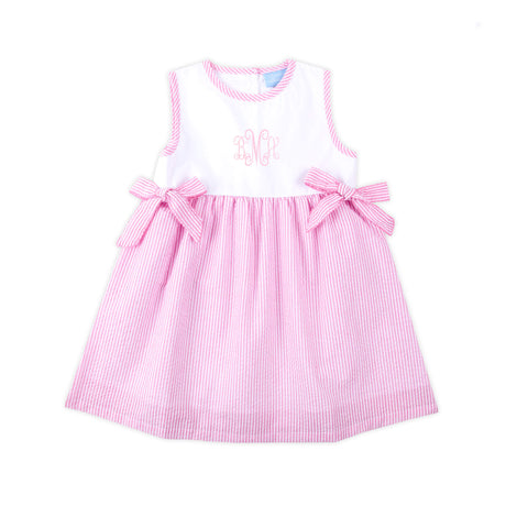 Pink Stripe Seersucker Side Tie Dress