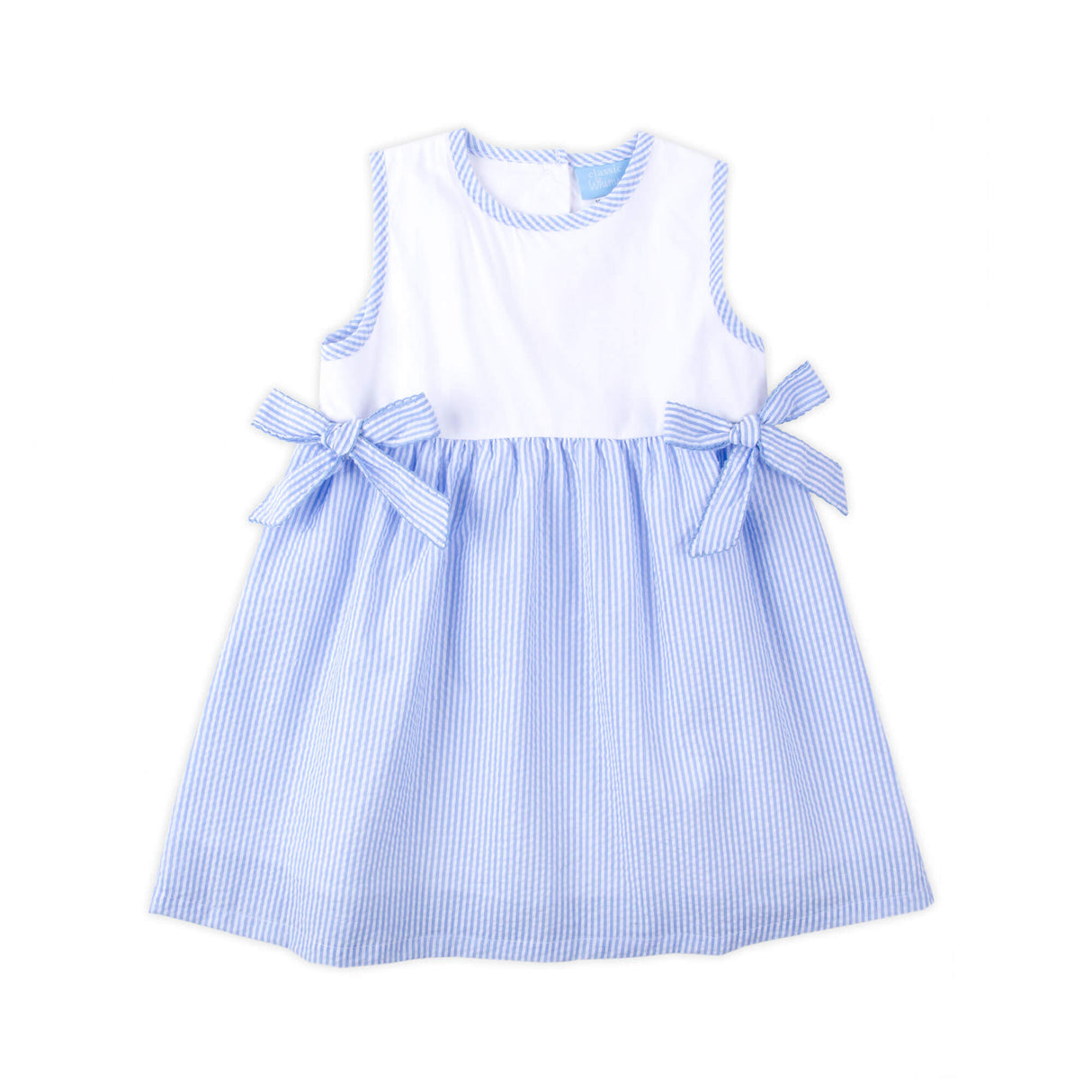 Light Blue Stripe Seersucker Side Tie Dress