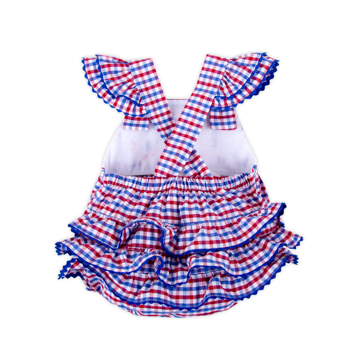 Dazzling Stars Red Plaid Smocked Leah Bubble