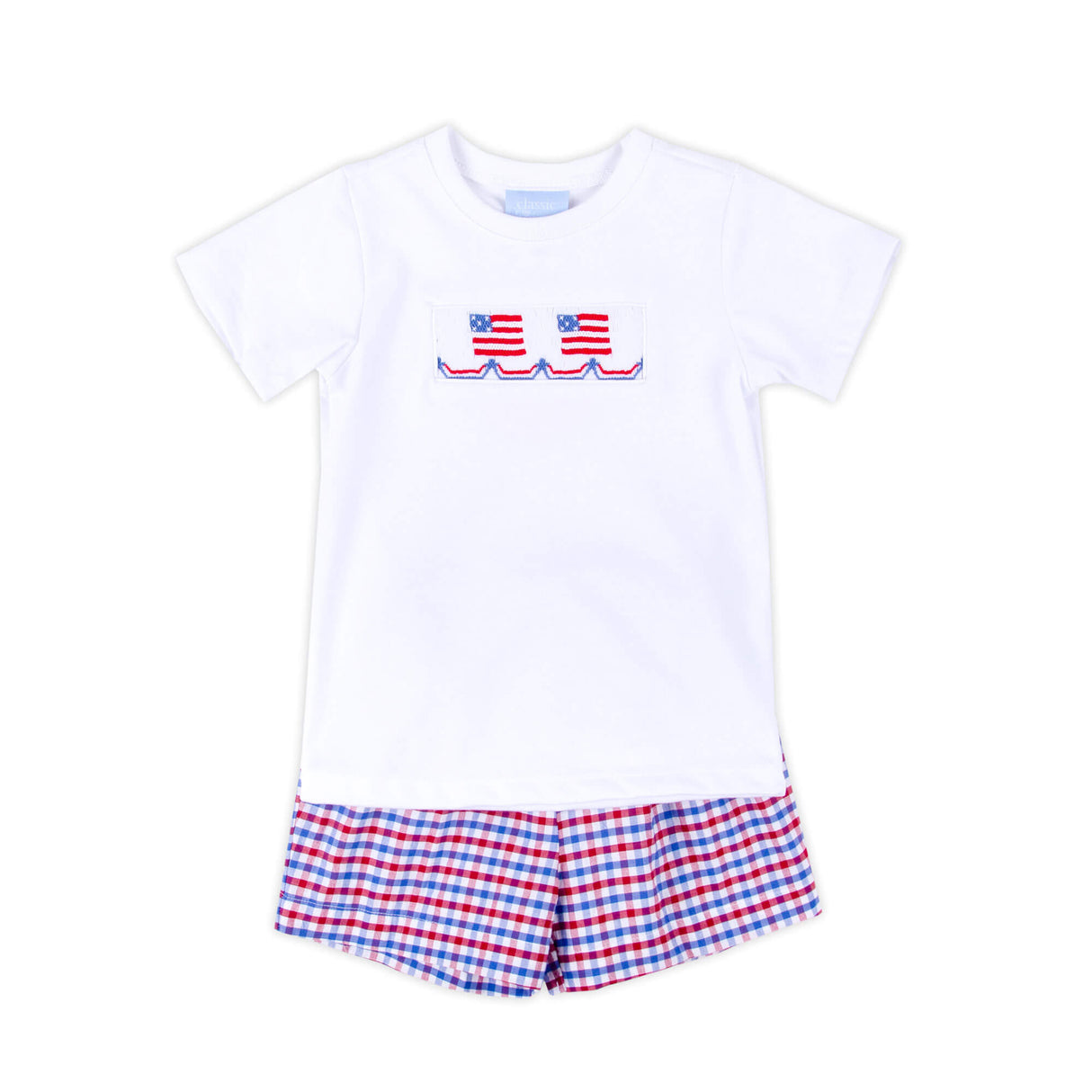 Dazzling Stars Red Plaid Smocked Short Set