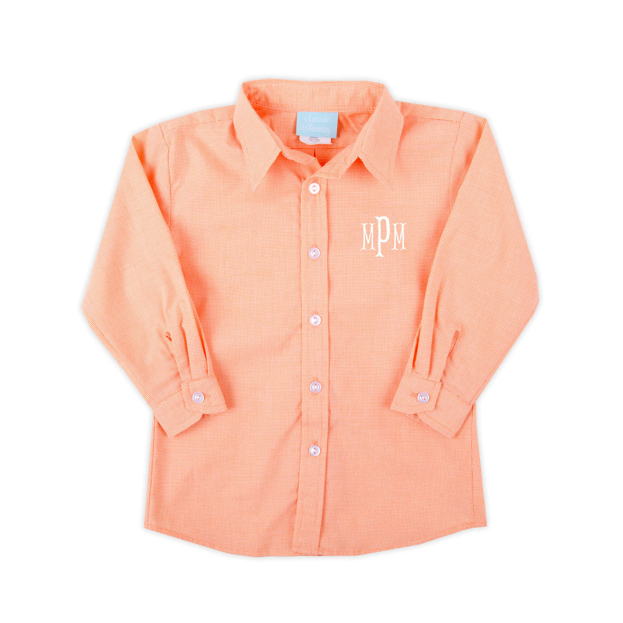 Orange Seersucker Button Down Shirt