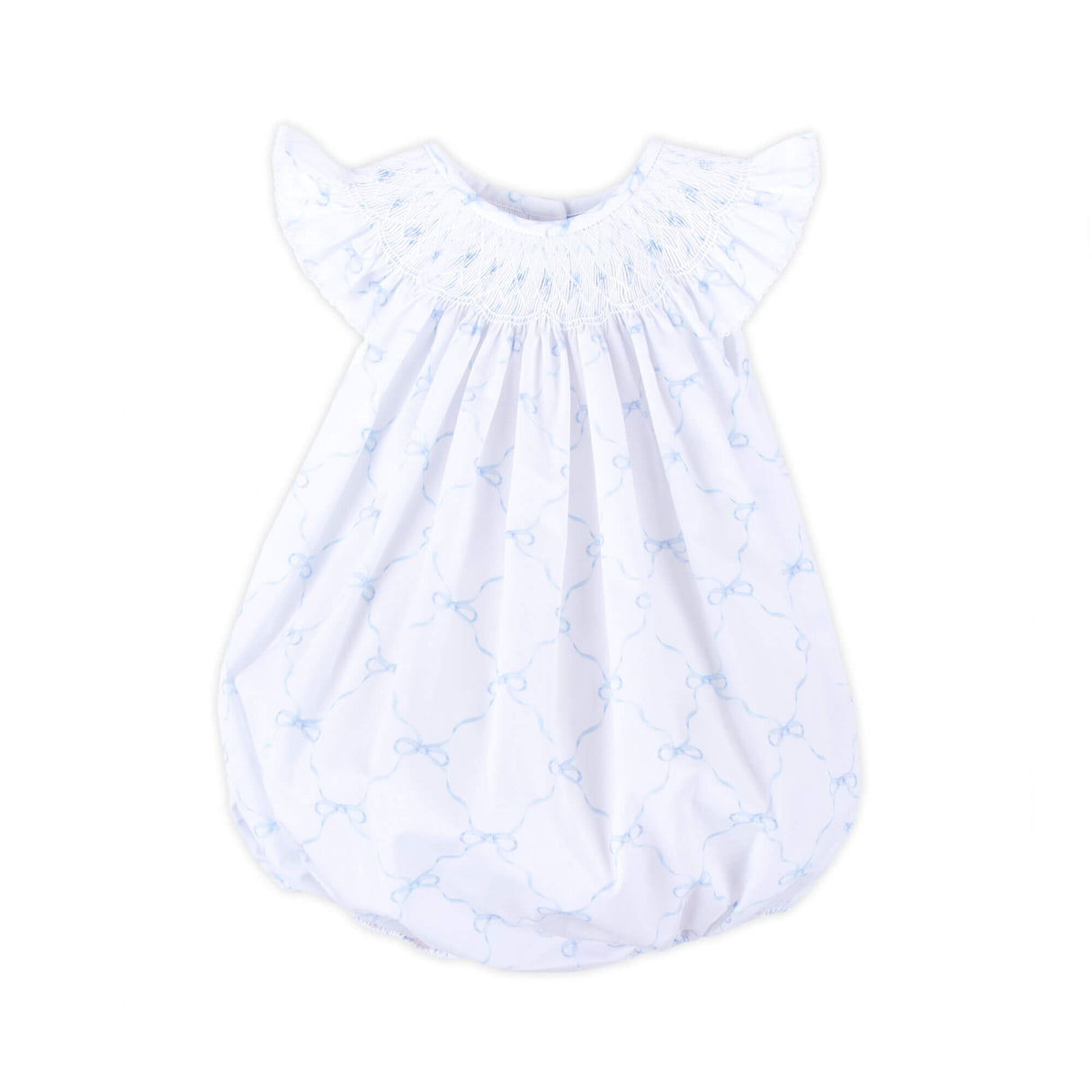 Little Blue Bow Smocked Angel Sleeve Bubble