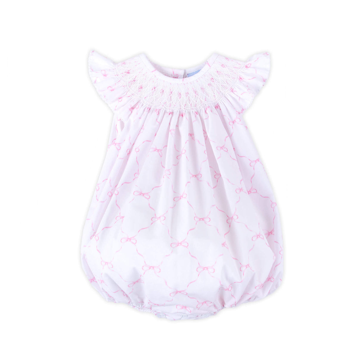 Little Pink Bow Smocked Angel Sleeve Bubble