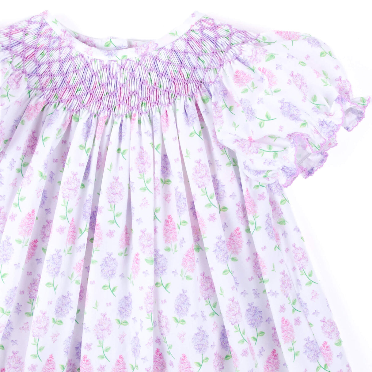 Hydrangea Floral Lavender Smocked Bubble