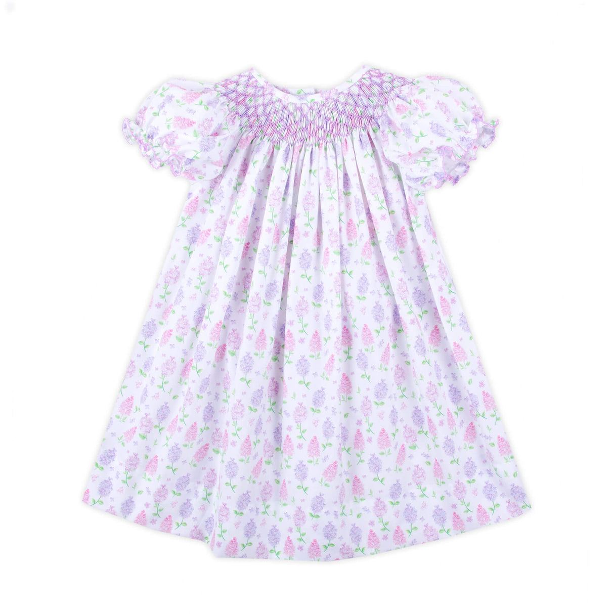Hydrangea Floral Lavender Smocked Bishop Dress