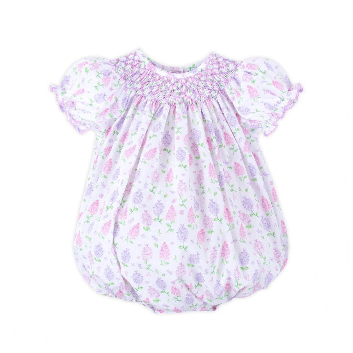 Hydrangea Floral Lavender Smocked Bubble
