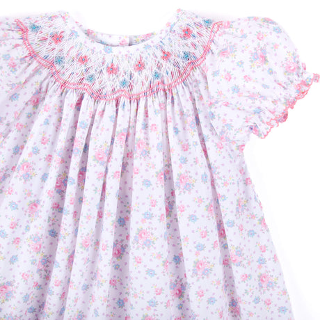 Floral Blooms Pink Smocked Bishop Dress
