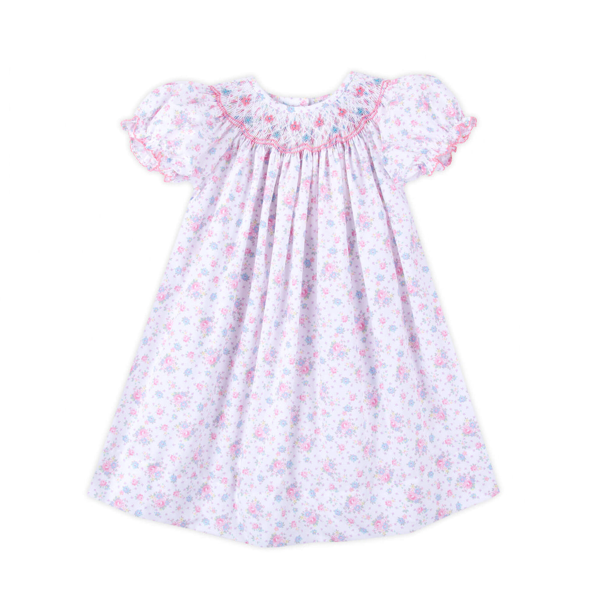 Floral Blooms Pink Smocked Bishop Dress