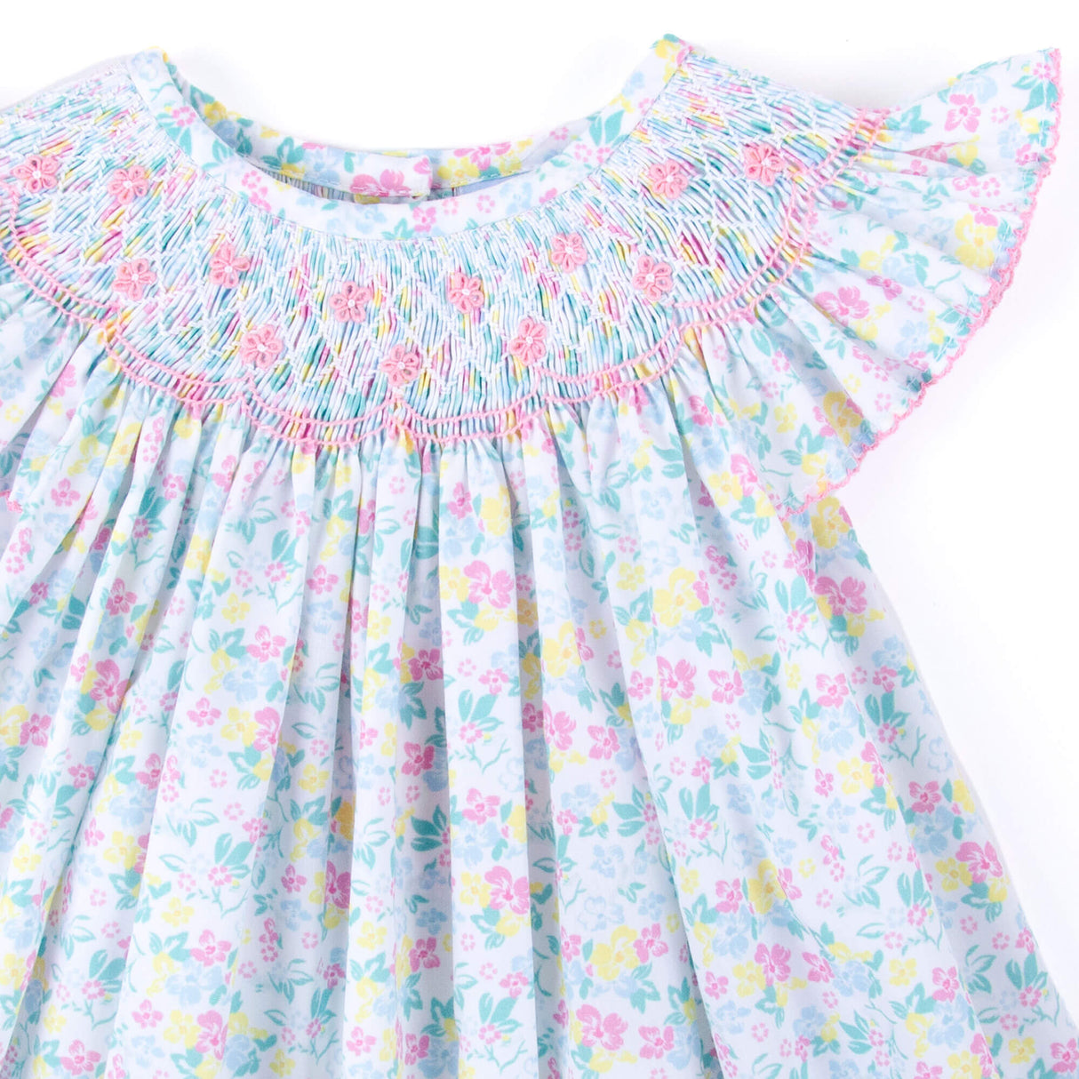 Beautiful Garden Pink Smocked Angel Sleeve Dress