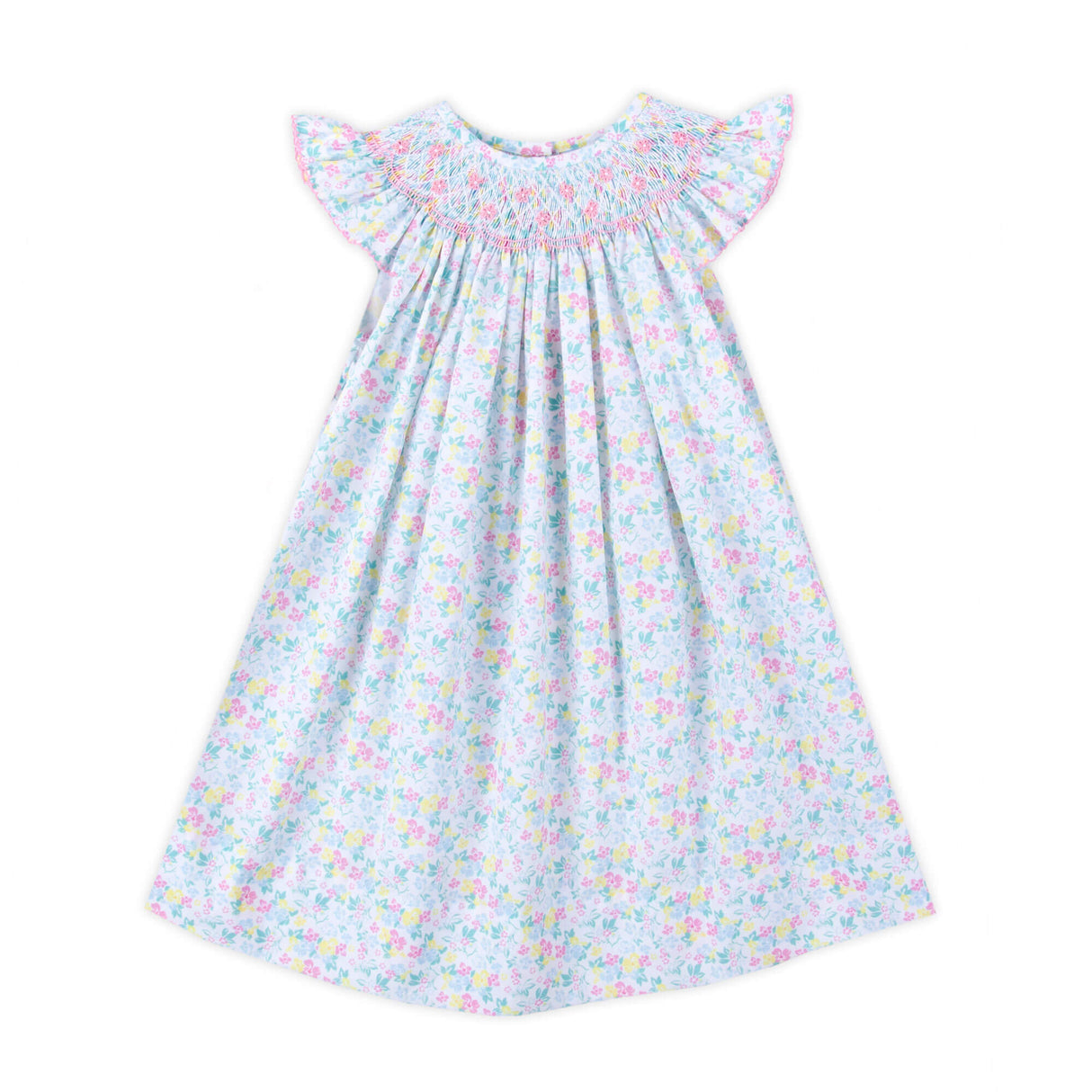 Beautiful Garden Pink Smocked Angel Sleeve Dress