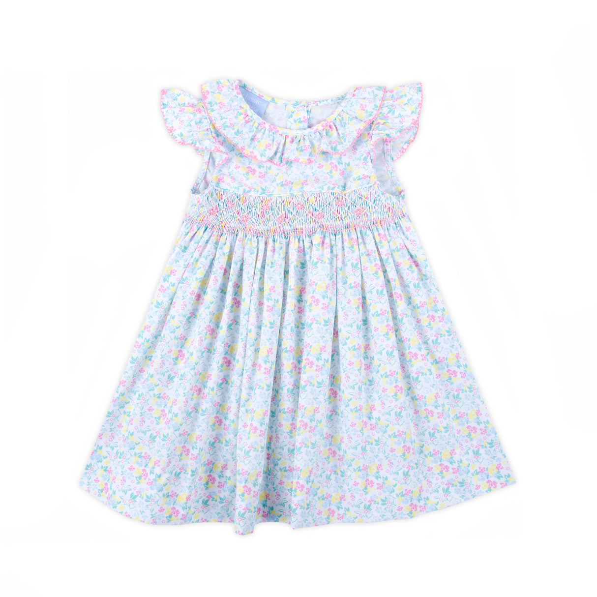 Beautiful Garden Pink Smocked Collared Dress