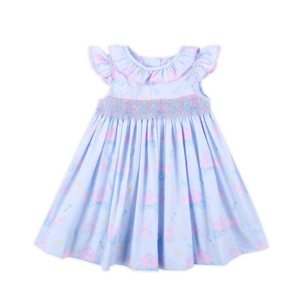 Magical Princess Light Blue Smocked Collared Dress