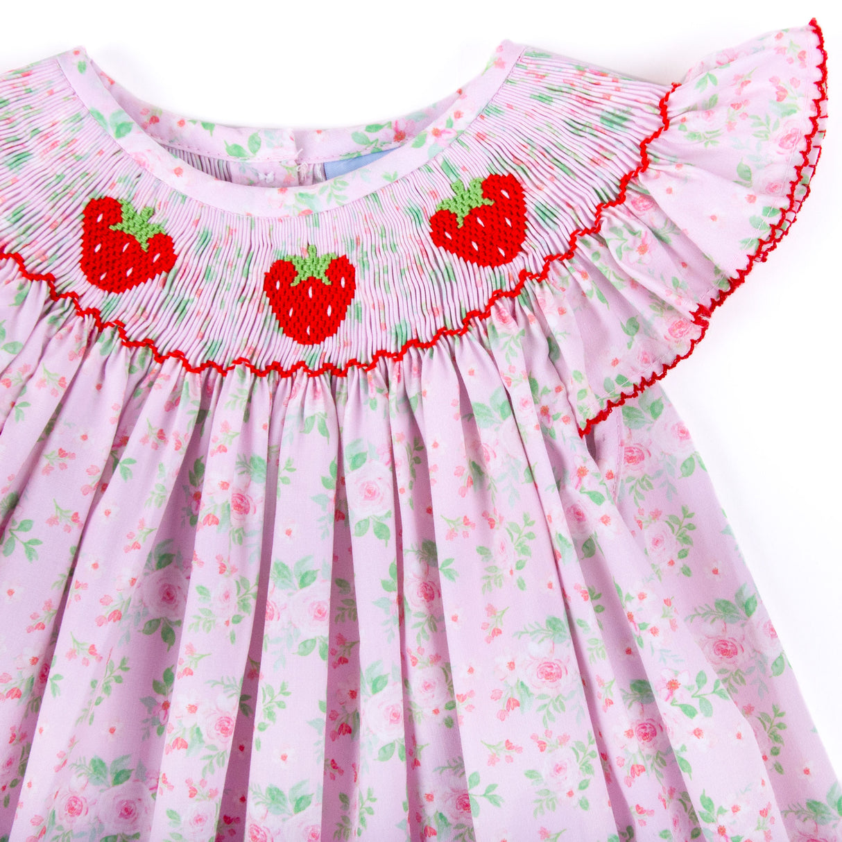 Strawberry Bloom Pink Smocked Angel Sleeve Dress