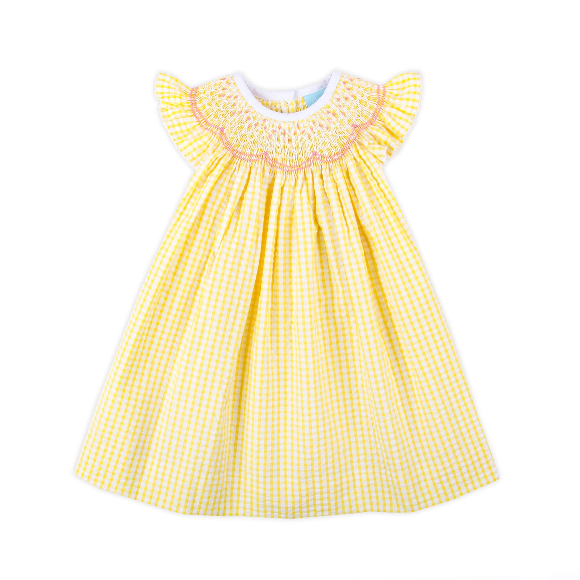 Yellow Seersucker White Bow Dress – Classic Whimsy Yellow Seersucker White Bow Dress – Classic Whimsy