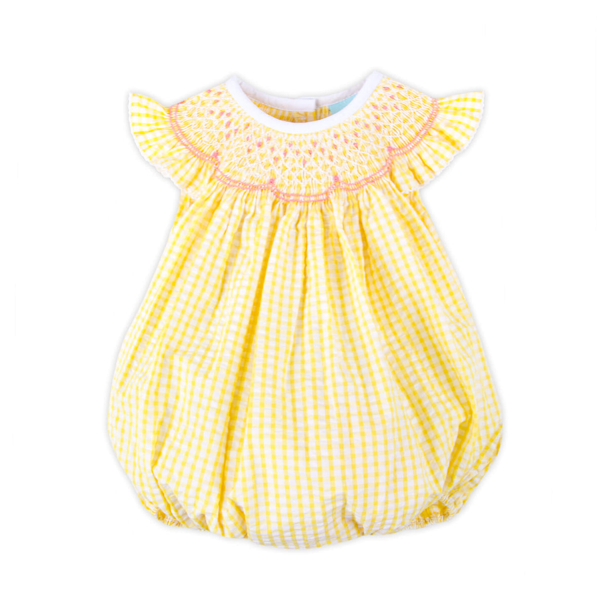 Buttercup Yellow Seersucker Smocked Bubble
