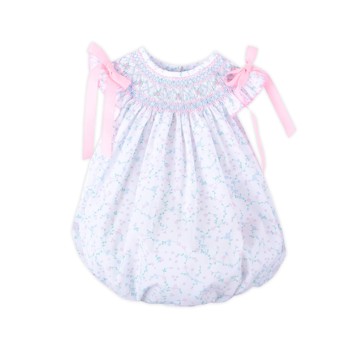 Dainty Floral Smocked Bow Bubble