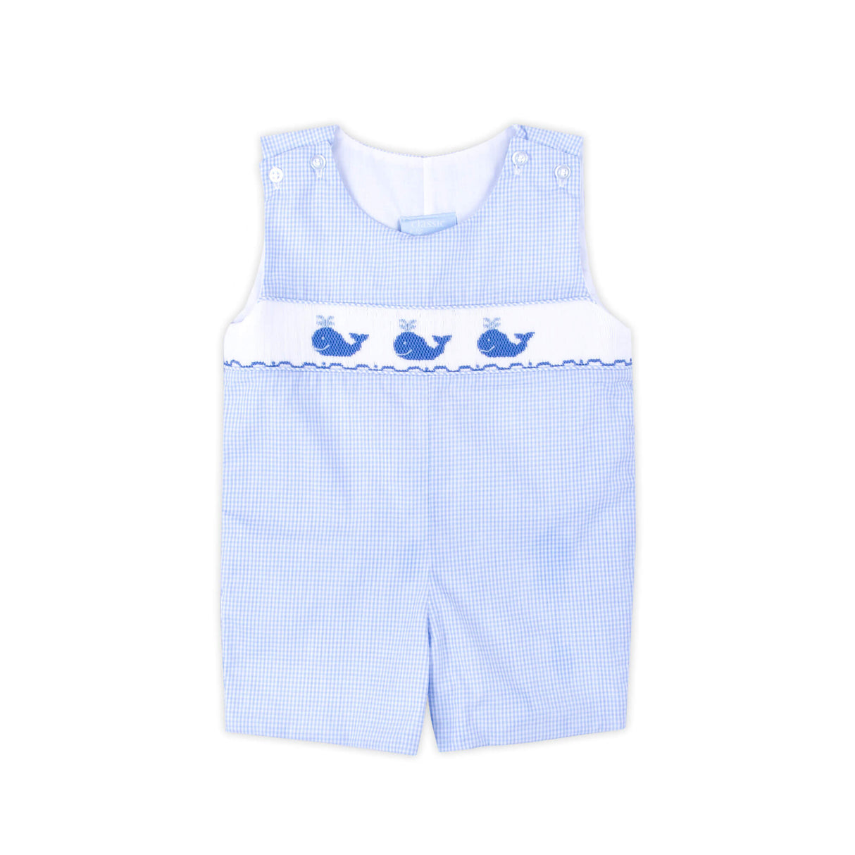 Aquatic Whale Blue Gingham Smocked Jon Jon
