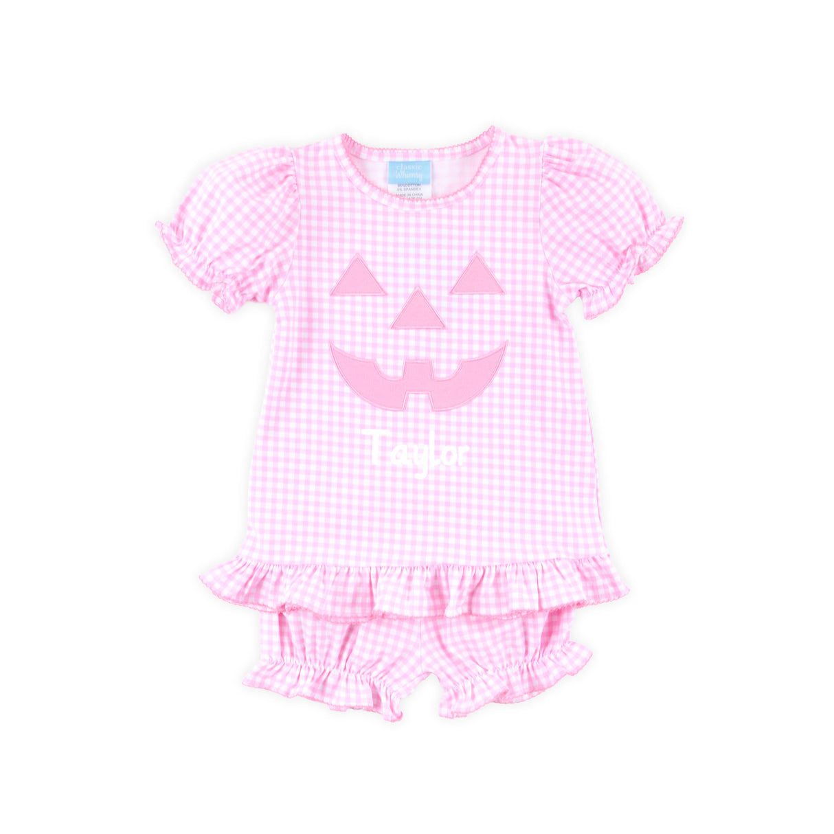 Jack O'Lantern Pink Gingham Milly Bloomer Set