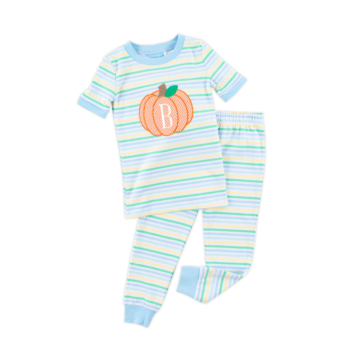 Pumpkin Pastel Blue Stripe Pajamas