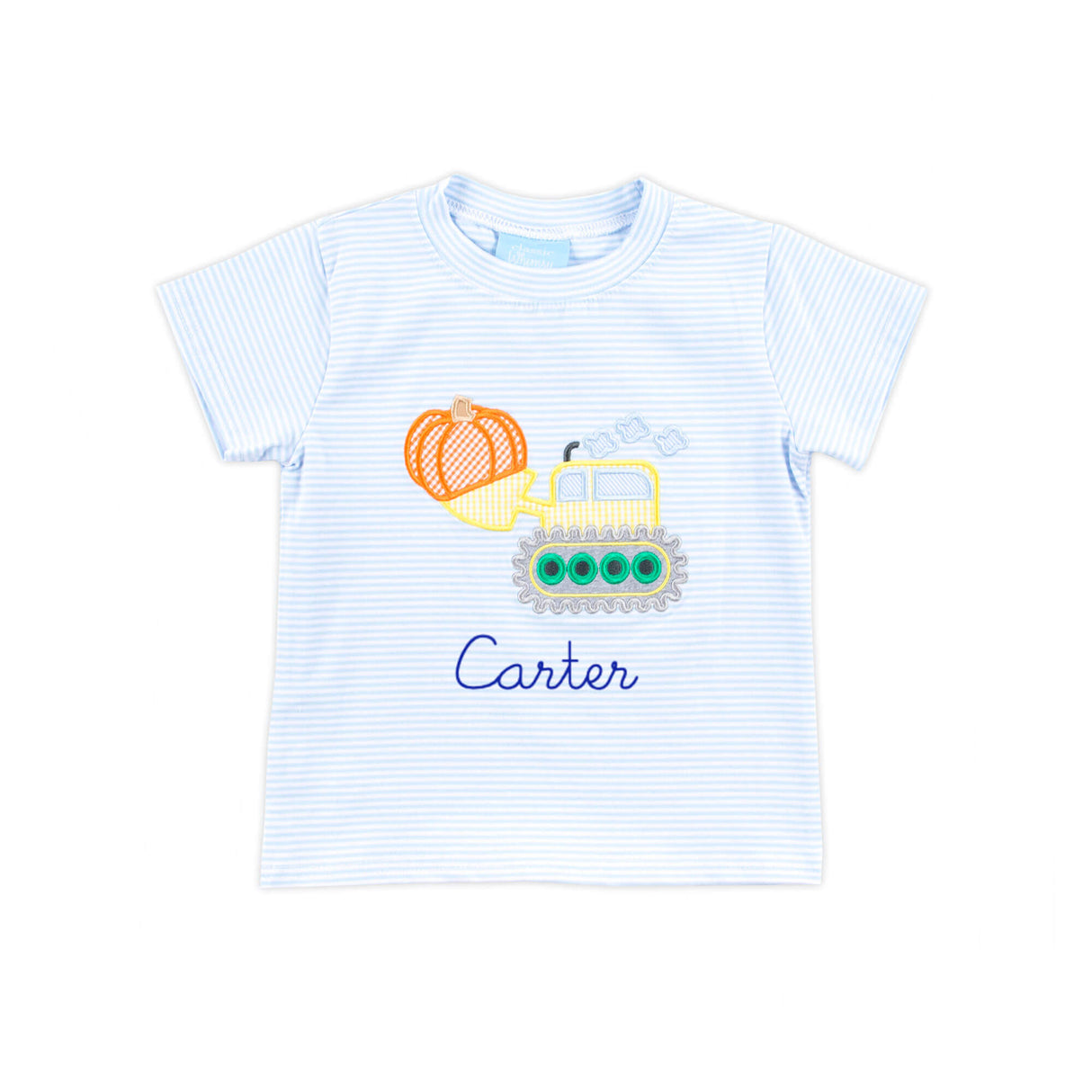 Tractor Harvest Light Blue Stripe Short Sleeve Shirt