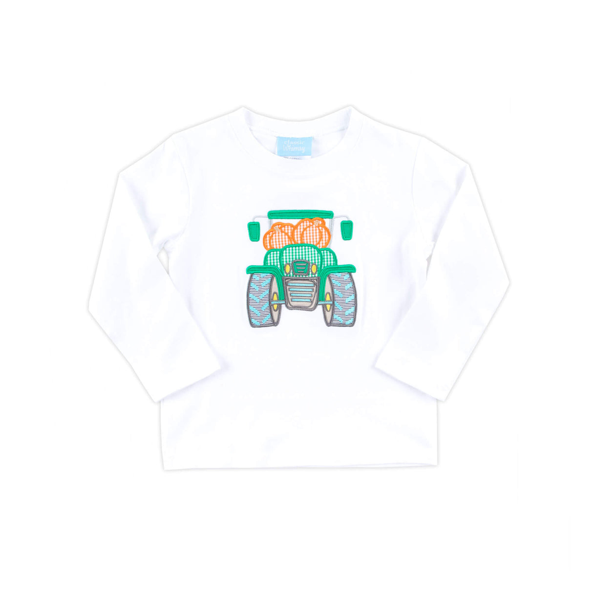 Cluster Pumpkin Tractor White Long Sleeve Shirt