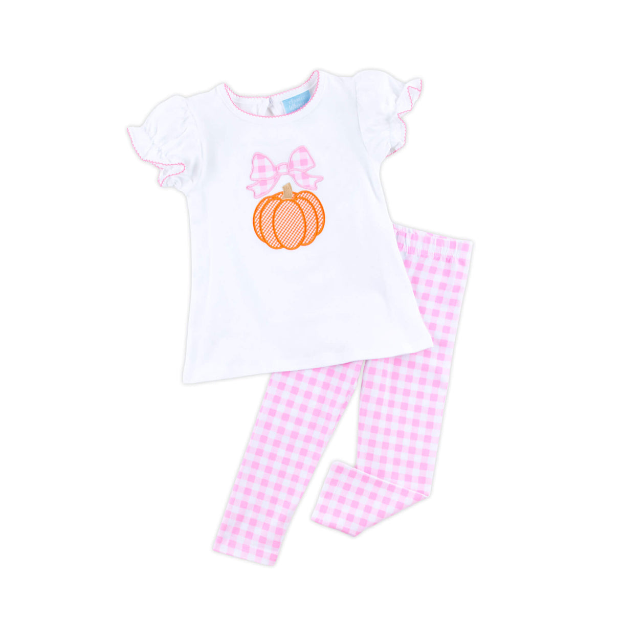 Pumpkin & Bow Pink Gingham Legging Set