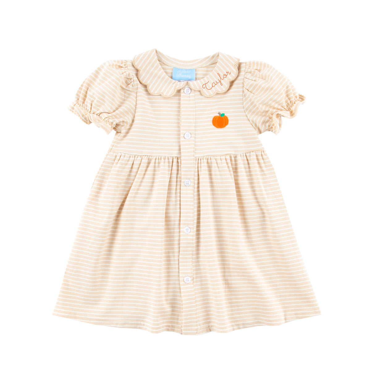 Sweet Pumpkin Tan Stripe Lola Dress
