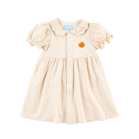 Sweet Pumpkin Tan Stripe Lola Dress