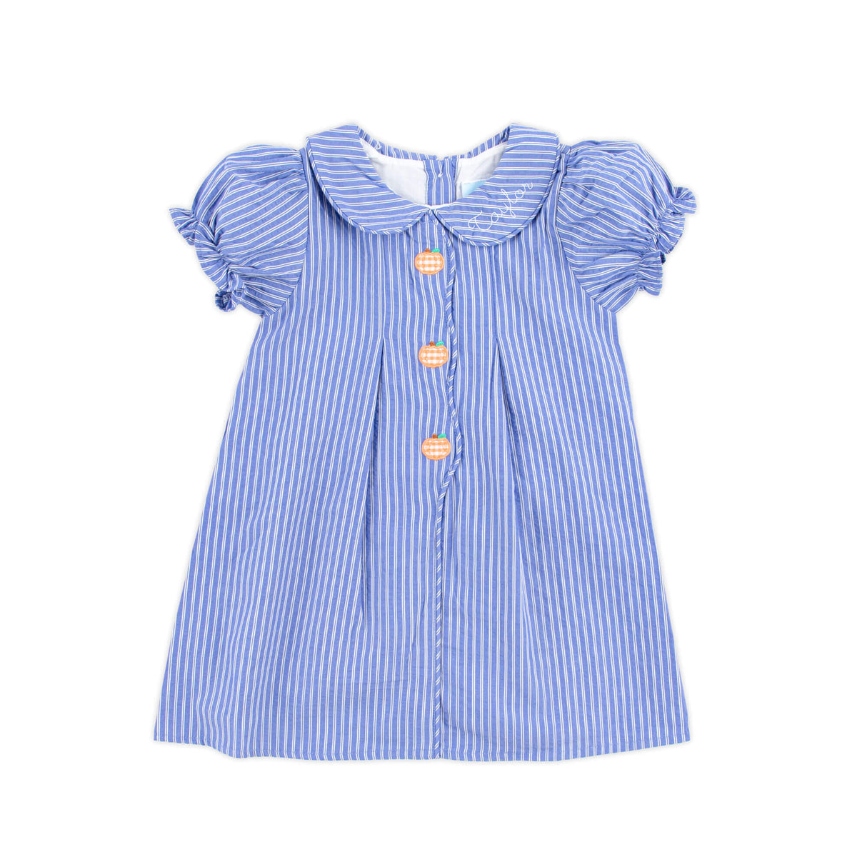 Adorable Pumpkin Blue Stripe Jane Dress